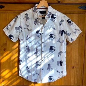 Animal Print B&W Short Sleeve buttondown